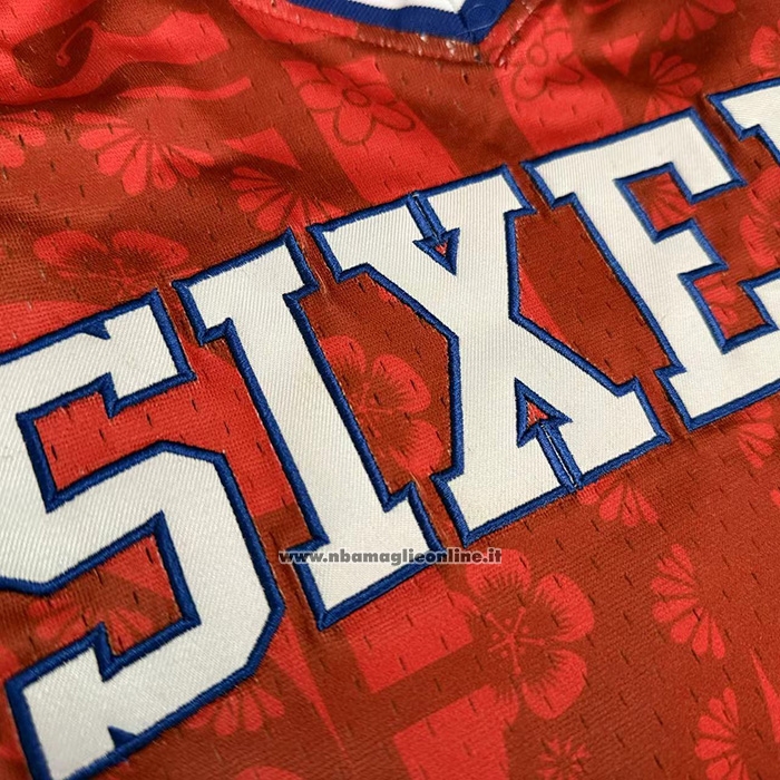 Maglia Philadelphia 76ers Allen Iverson No 3 Mitchell & Ness 2002-03 Rosso